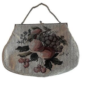 Vintage MCM Christine Custom Bags Needlepoint
Chain Handle Bag Fruit Motif